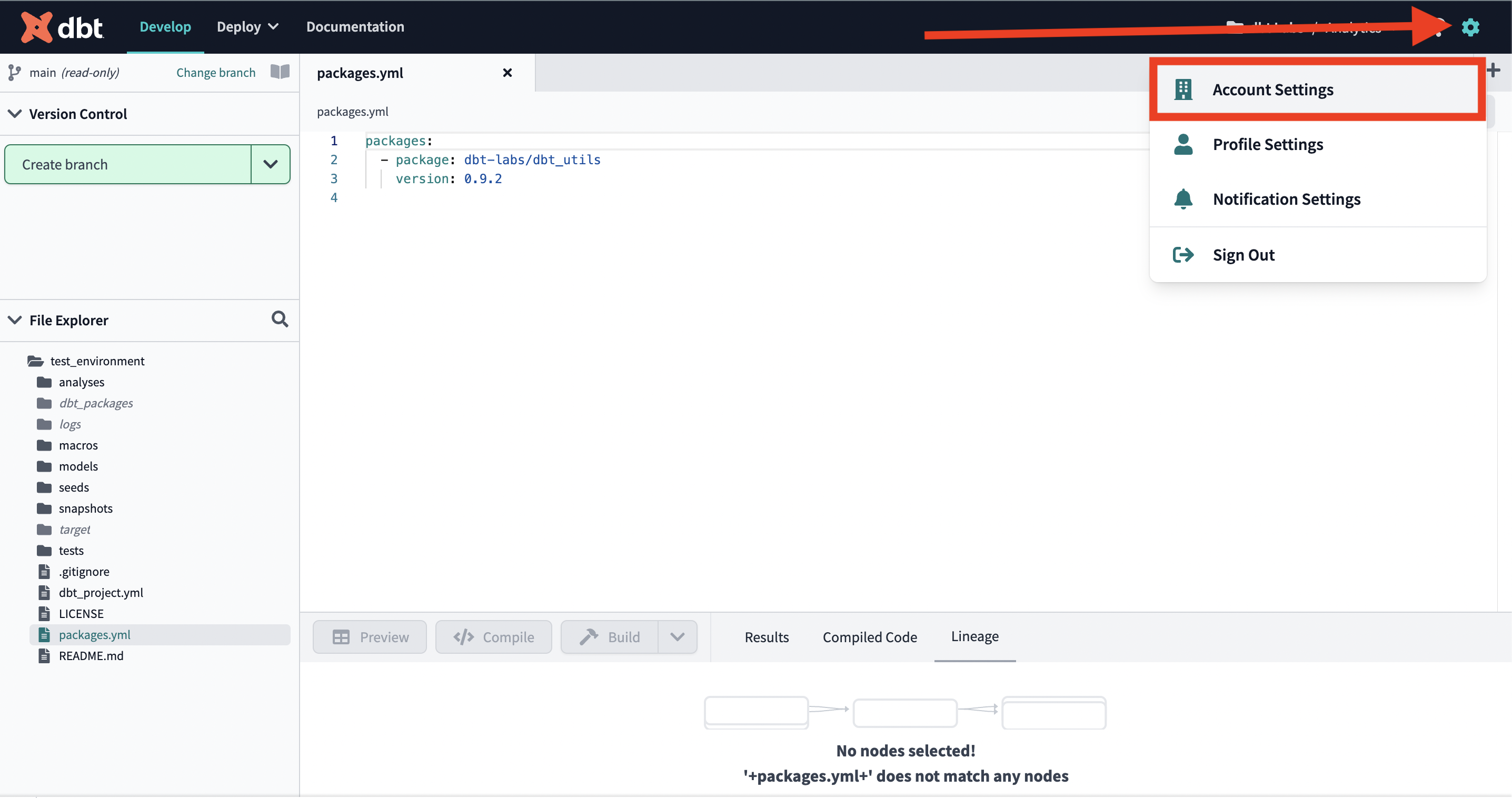 Navigate to Account Settings Navigate to Account Settings